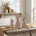 Soft Pink / Tan Plaid Cat Family Shelf Sitters | Farmhouse Cat Decor | Freestanding Wood Cat Set | Cat Lover Gift - TheGrumpyRooster
