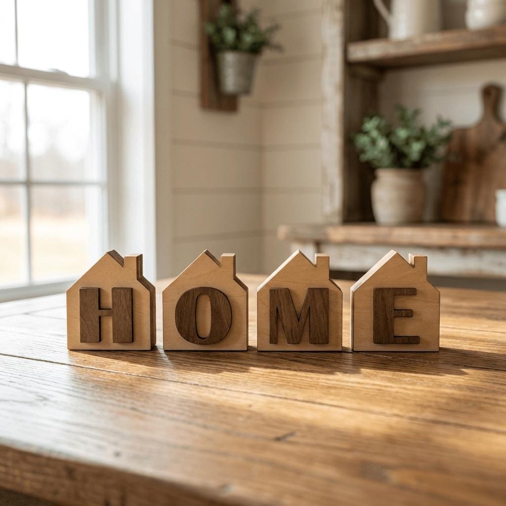HOME Wood Shelf Sitter Set | Rustic Farmhouse Tiered Tray Decor - TheGrumpyRooster
