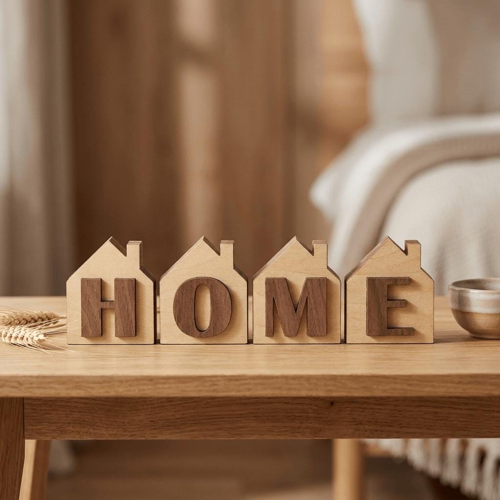 HOME Wood Shelf Sitter Set | Rustic Farmhouse Tiered Tray Decor - TheGrumpyRooster