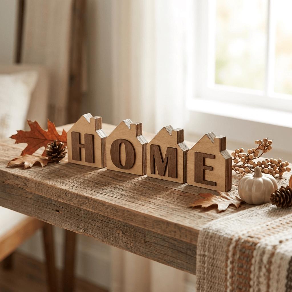 HOME Wood Shelf Sitter Set | Rustic Farmhouse Tiered Tray Decor - TheGrumpyRooster