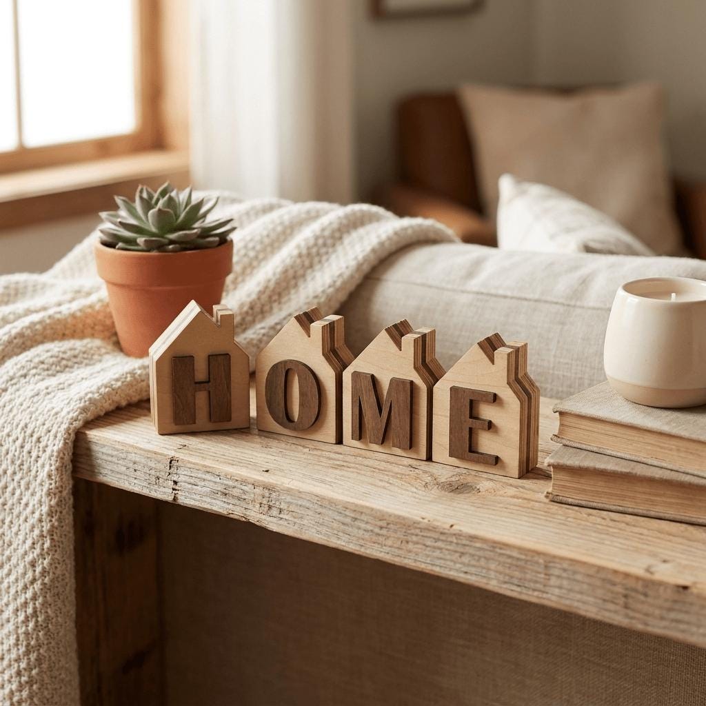HOME Wood Shelf Sitter Set | Rustic Farmhouse Tiered Tray Decor - TheGrumpyRooster
