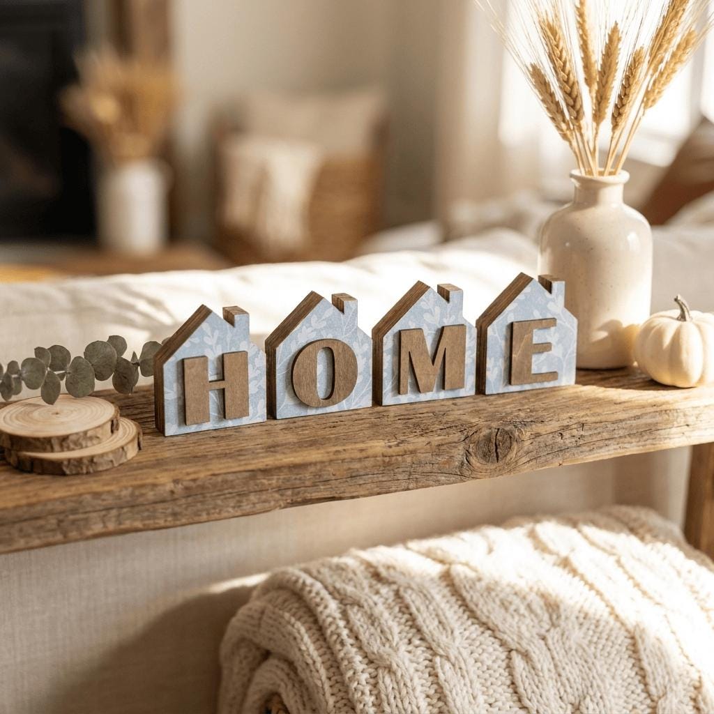 HOME Wood Shelf Sitter Set | Rustic Farmhouse Tiered Tray Decor - TheGrumpyRooster