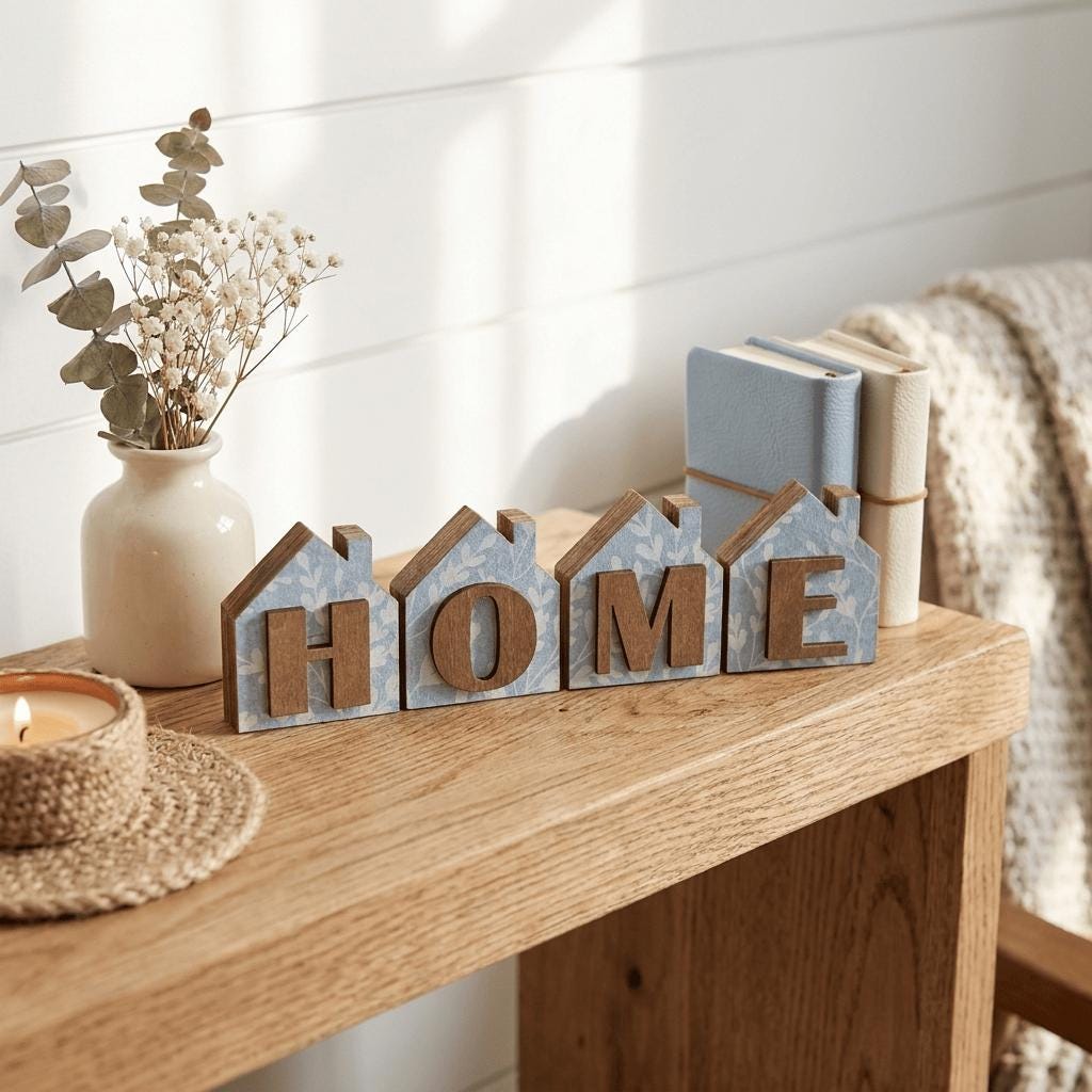 HOME Wood Shelf Sitter Set | Rustic Farmhouse Tiered Tray Decor - TheGrumpyRooster