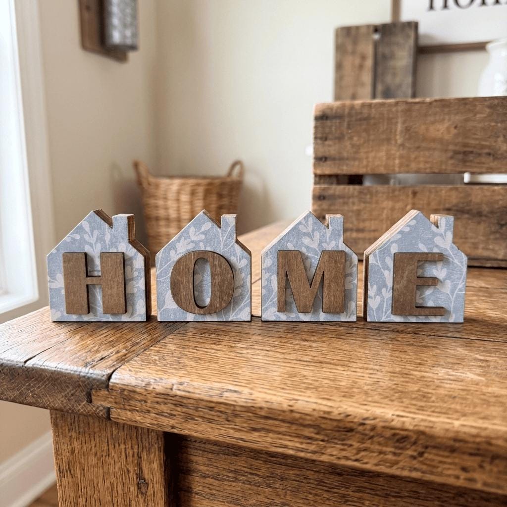 HOME Wood Shelf Sitter Set | Rustic Farmhouse Tiered Tray Decor - TheGrumpyRooster
