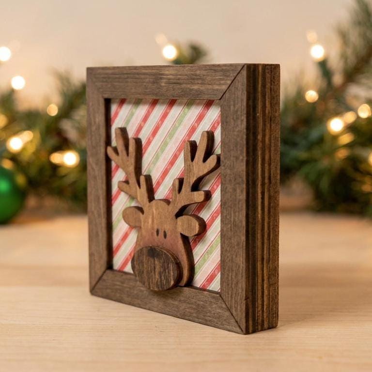 Rustic Reindeer Shelf Sitter | Layered Wood Christmas Decor | Farmhouse Holiday Shelf Decor | Christmas Gift Idea - TheGrumpyRooster