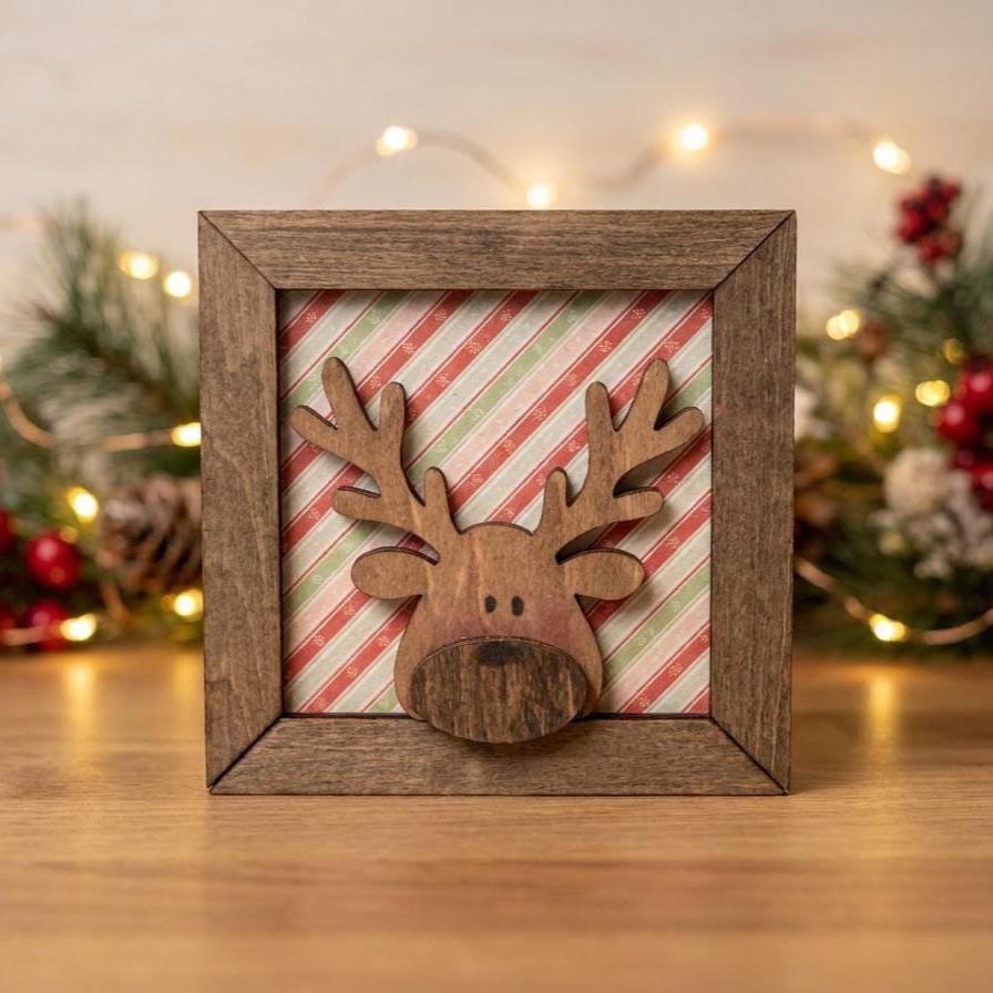Rustic Reindeer Shelf Sitter | Layered Wood Christmas Decor | Farmhouse Holiday Shelf Decor | Christmas Gift Idea - TheGrumpyRooster