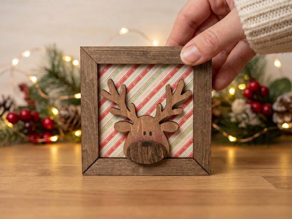 Rustic Reindeer Shelf Sitter | Layered Wood Christmas Decor | Farmhouse Holiday Shelf Decor | Christmas Gift Idea - TheGrumpyRooster