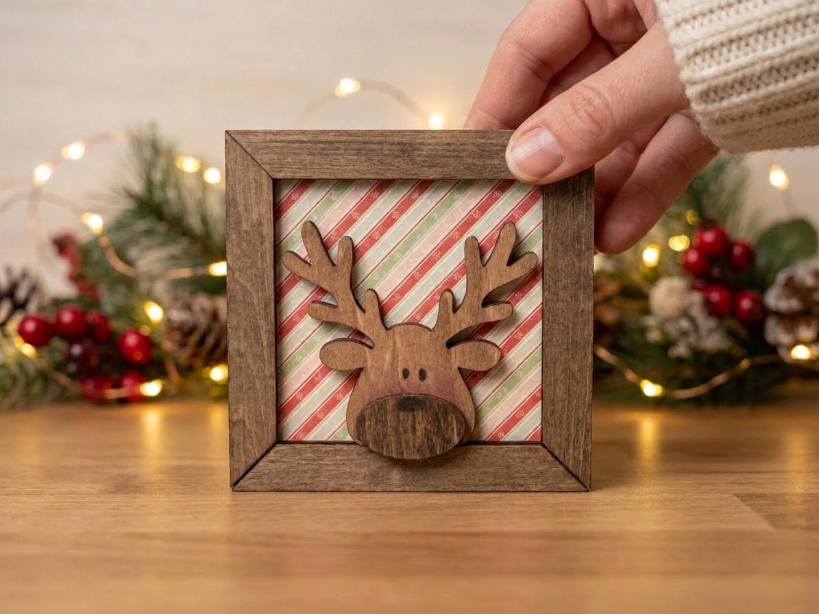 Rustic Reindeer Shelf Sitter | Layered Wood Christmas Decor | Farmhouse Holiday Shelf Decor | Christmas Gift Idea - TheGrumpyRooster