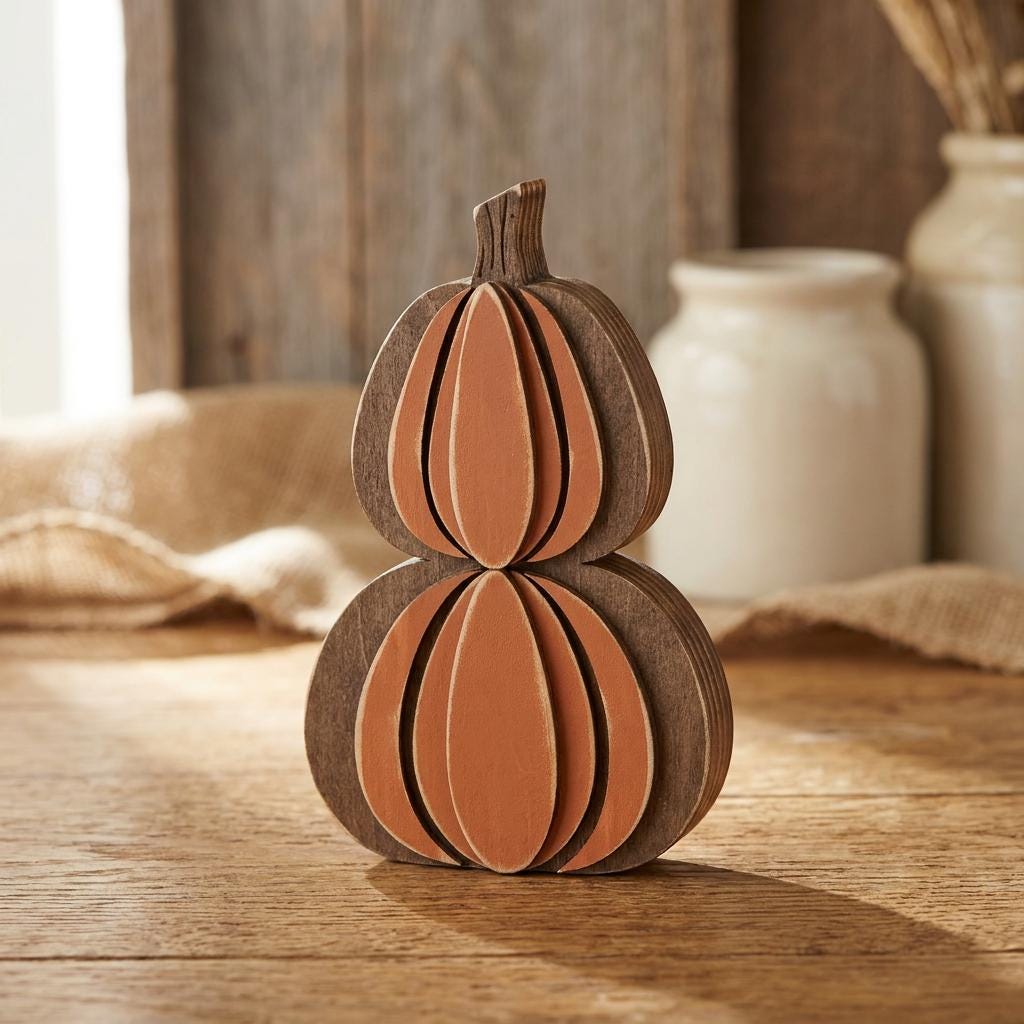 Layered Wood Pumpkin Shelf Sitter | Farmhouse Fall Decor | Rustic Tiered Tray Pumpkin | Autumn Thanksgiving Gift - TheGrumpyRooster