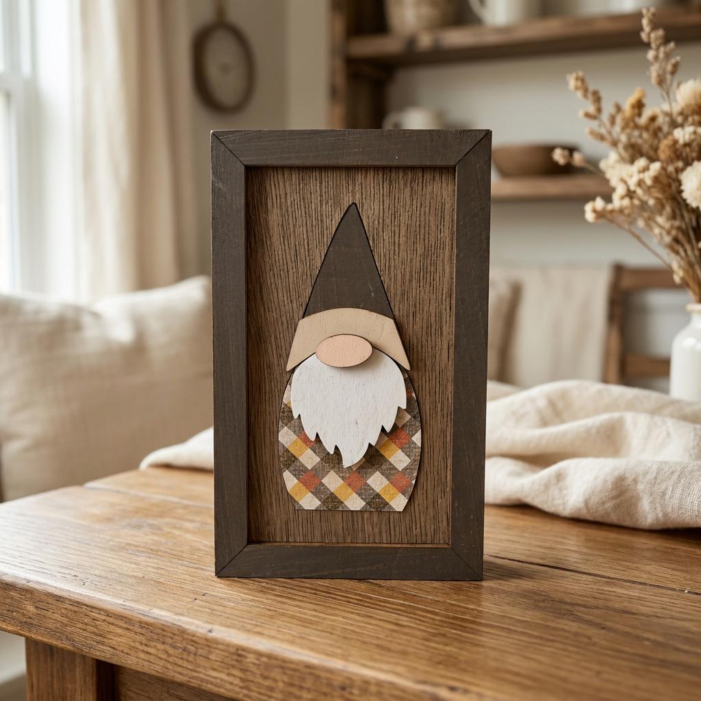 Fall Gnome Wood Sign | Farmhouse Autumn Decor | Rustic Gnome Shelf Decor | Handmade Fall Tiered Tray Gift - TheGrumpyRooster
