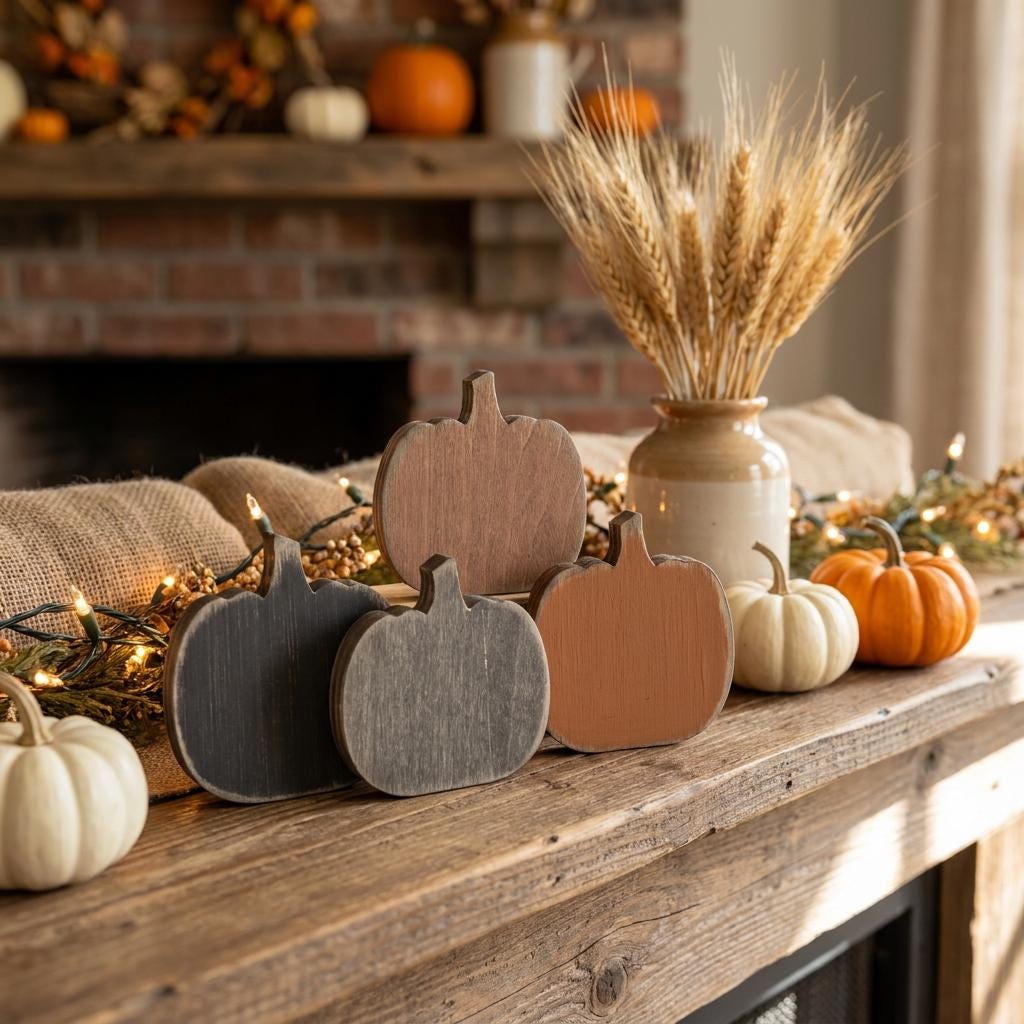 MINI 1.75 Inch Wooden Pumpkin Shelf Sitters | Rustic Farmhouse Fall Decor | Tiered Tray Decor | Autumn Farmhouse Gift - TheGrumpyRooster