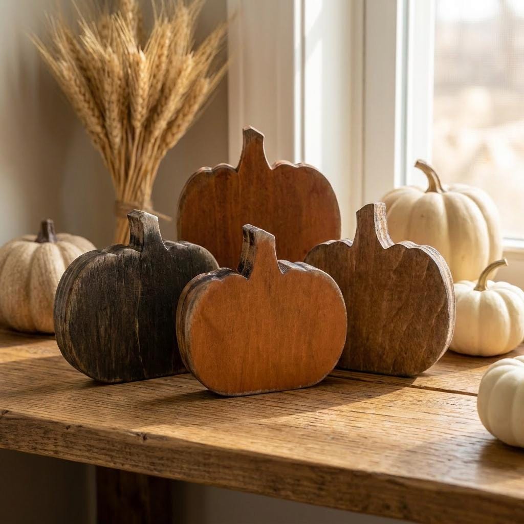 MINI 1.75 Inch Wooden Pumpkin Shelf Sitters | Rustic Farmhouse Fall Decor | Tiered Tray Decor | Autumn Farmhouse Gift - TheGrumpyRooster
