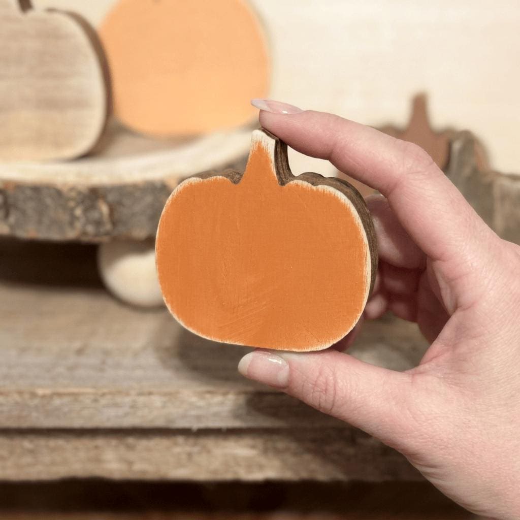 MINI 1.75 Inch Wooden Pumpkin Shelf Sitters | Rustic Farmhouse Fall Decor | Tiered Tray Decor | Autumn Farmhouse Gift - TheGrumpyRooster