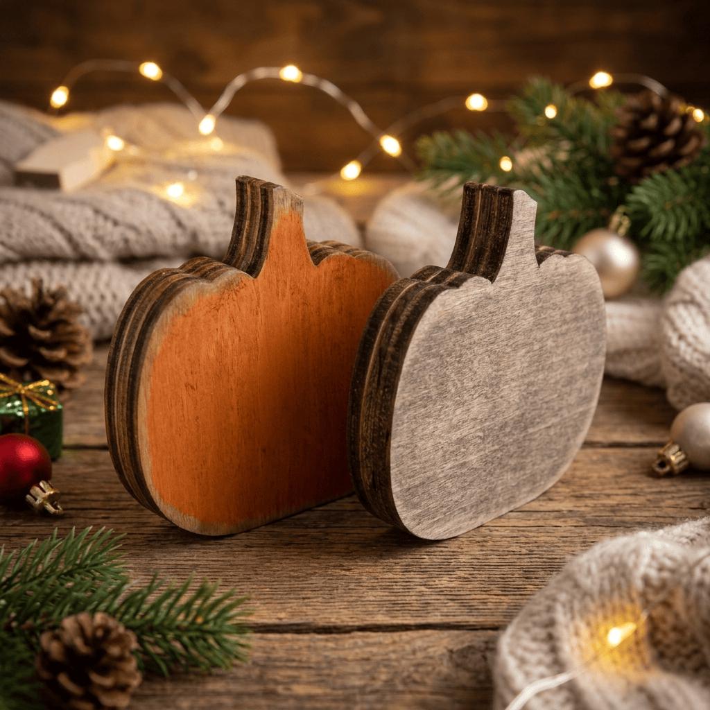 MINI 1.75 Inch Wooden Pumpkin Shelf Sitters | Rustic Farmhouse Fall Decor | Tiered Tray Decor | Autumn Farmhouse Gift - TheGrumpyRooster