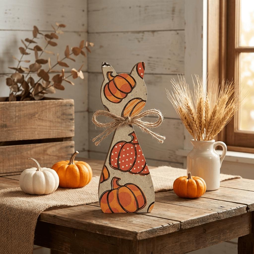 Wooden Pumpkin Shelf Sitters | Rustic Farmhouse Fall Decor | Tiered Tray Decor | Autumn Farmhouse Gift - TheGrumpyRooster