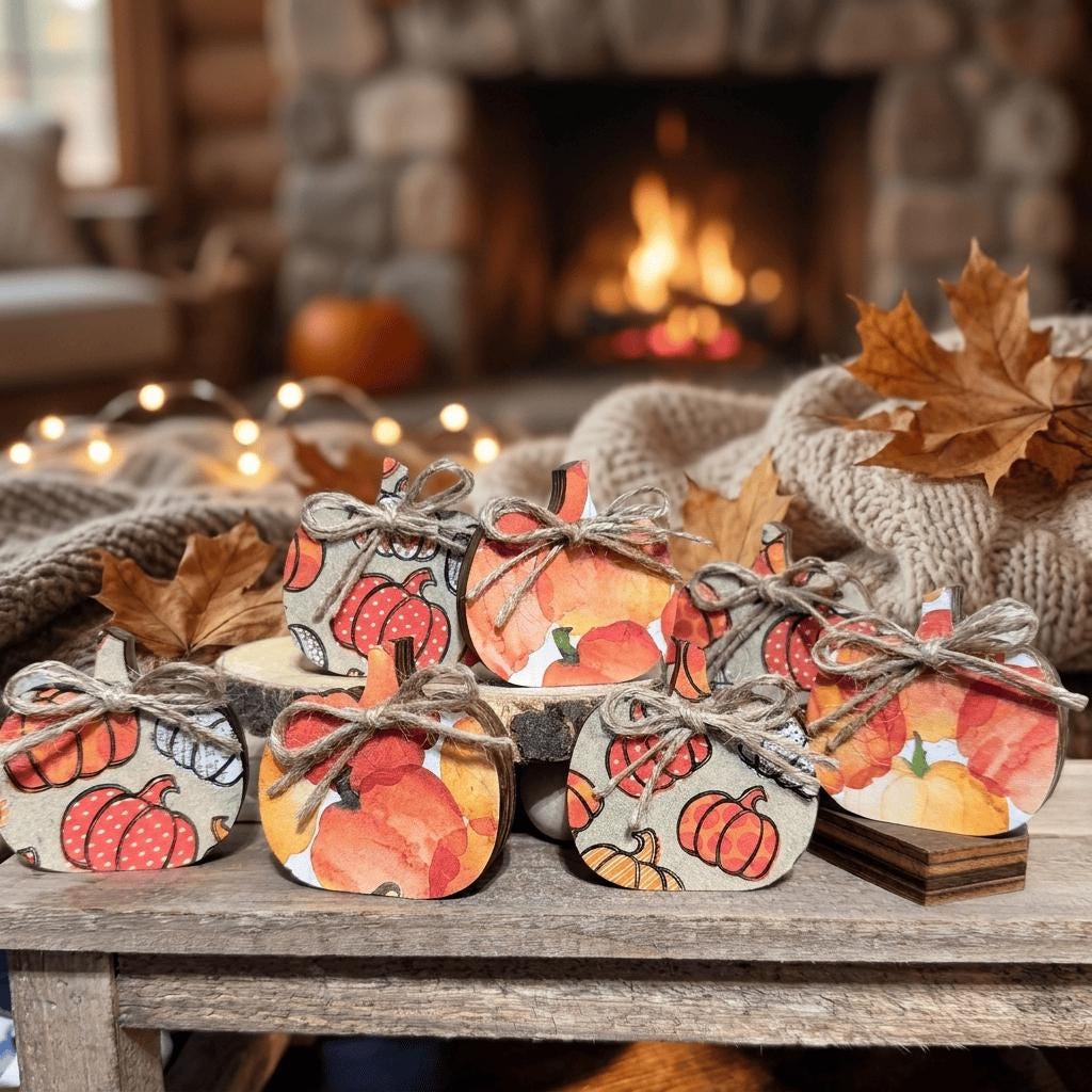 Mini Pumpkin Shelf Sitters | Farmhouse Fall Decor | Tiered Tray Pumpkin Decor | Autumn Farmhouse Gift - TheGrumpyRooster