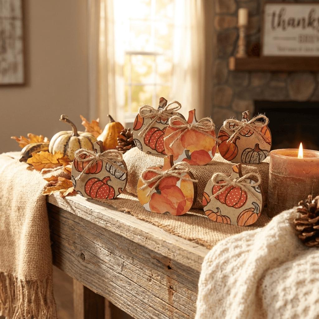 Mini Pumpkin Shelf Sitters | Farmhouse Fall Decor | Tiered Tray Pumpkin Decor | Autumn Farmhouse Gift - TheGrumpyRooster
