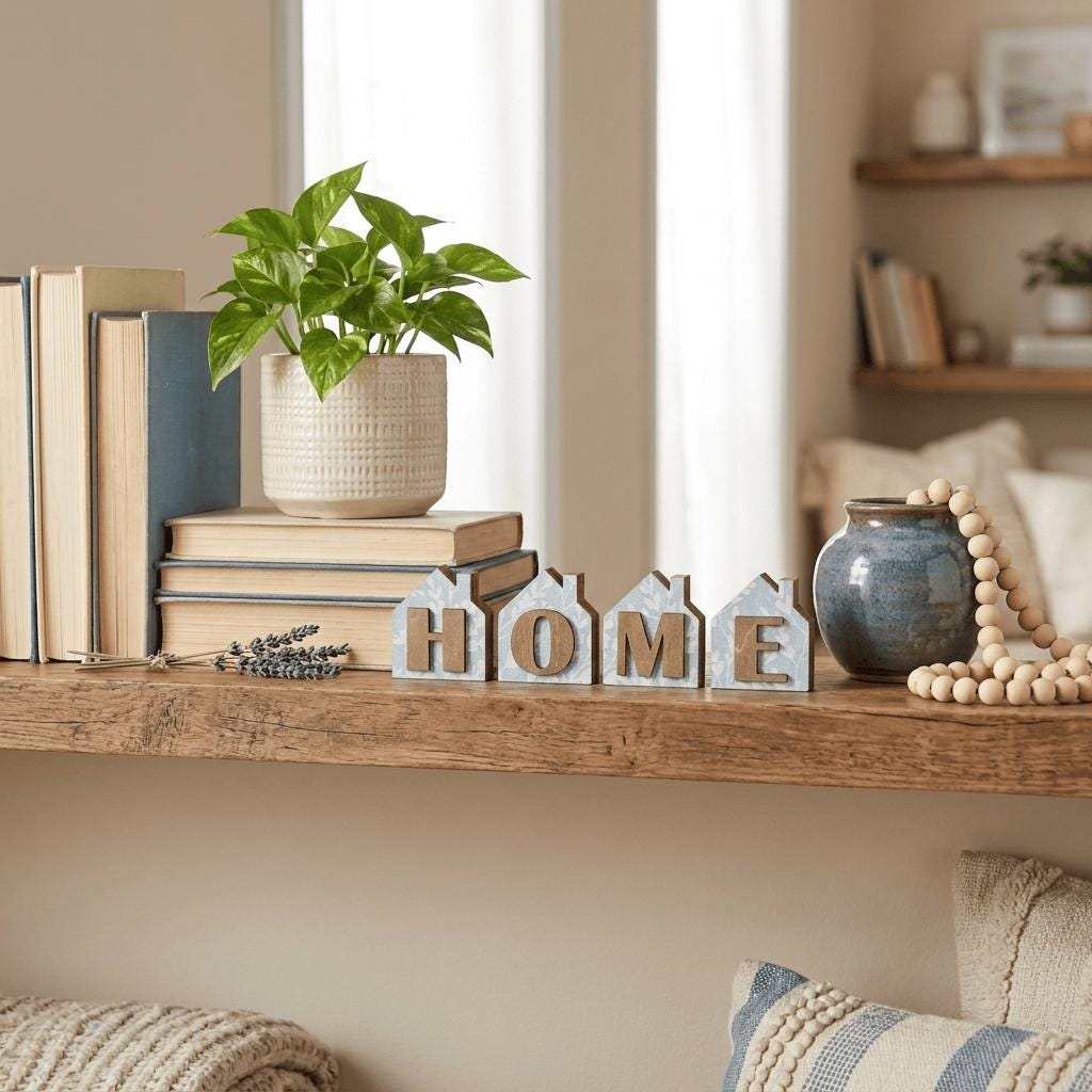 HOME Wood Shelf Sitter Set | Rustic Farmhouse Tiered Tray Decor - TheGrumpyRooster
