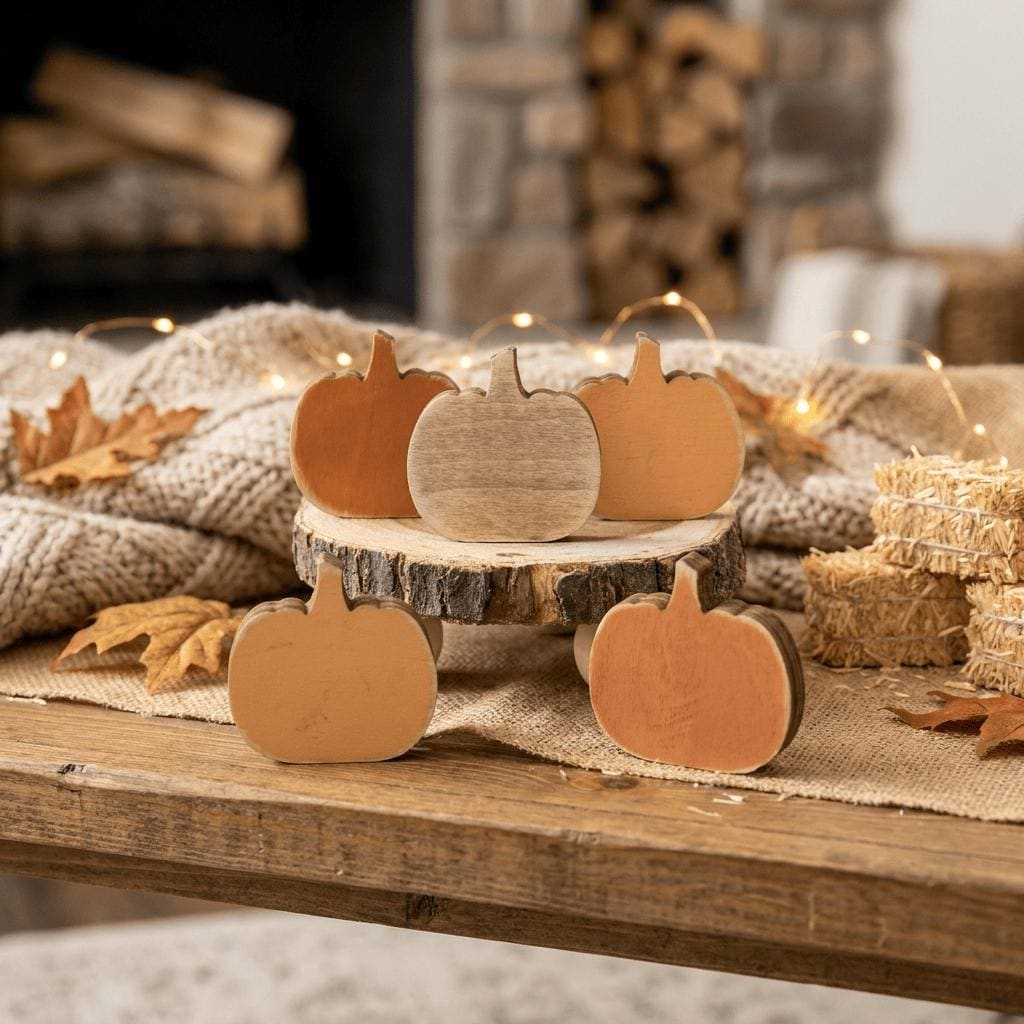 MINI 1.75 Inch Wooden Pumpkin Shelf Sitters | Rustic Farmhouse Fall Decor | Tiered Tray Decor | Autumn Farmhouse Gift - TheGrumpyRooster