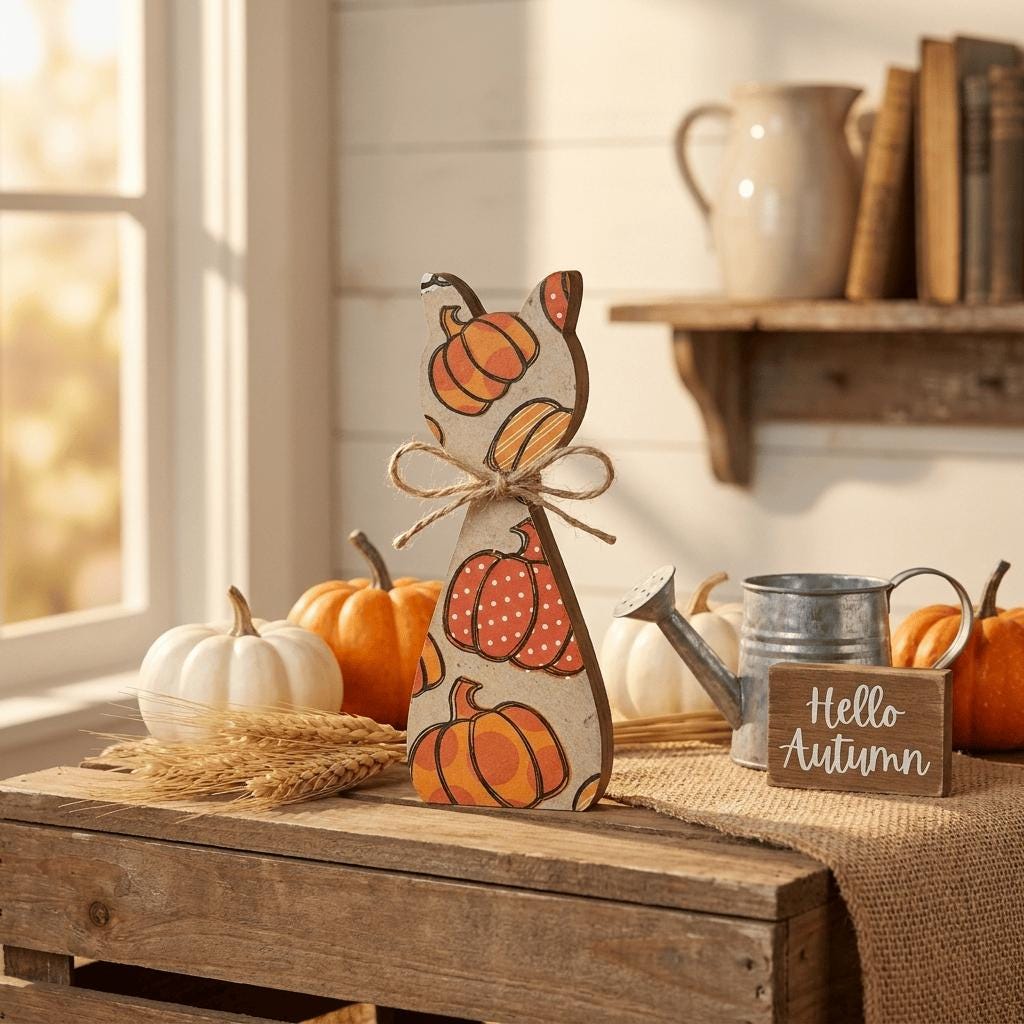 Wooden Pumpkin Shelf Sitters | Rustic Farmhouse Fall Decor | Tiered Tray Decor | Autumn Farmhouse Gift - TheGrumpyRooster