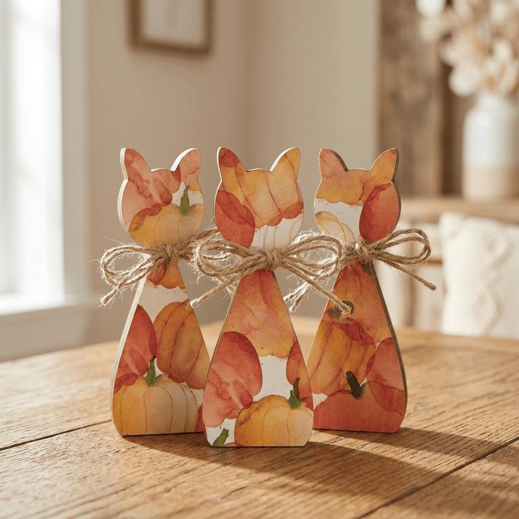 Wooden Pumpkin Shelf Sitters | Rustic Farmhouse Fall Decor | Tiered Tray Decor | Autumn Farmhouse Gift - TheGrumpyRooster