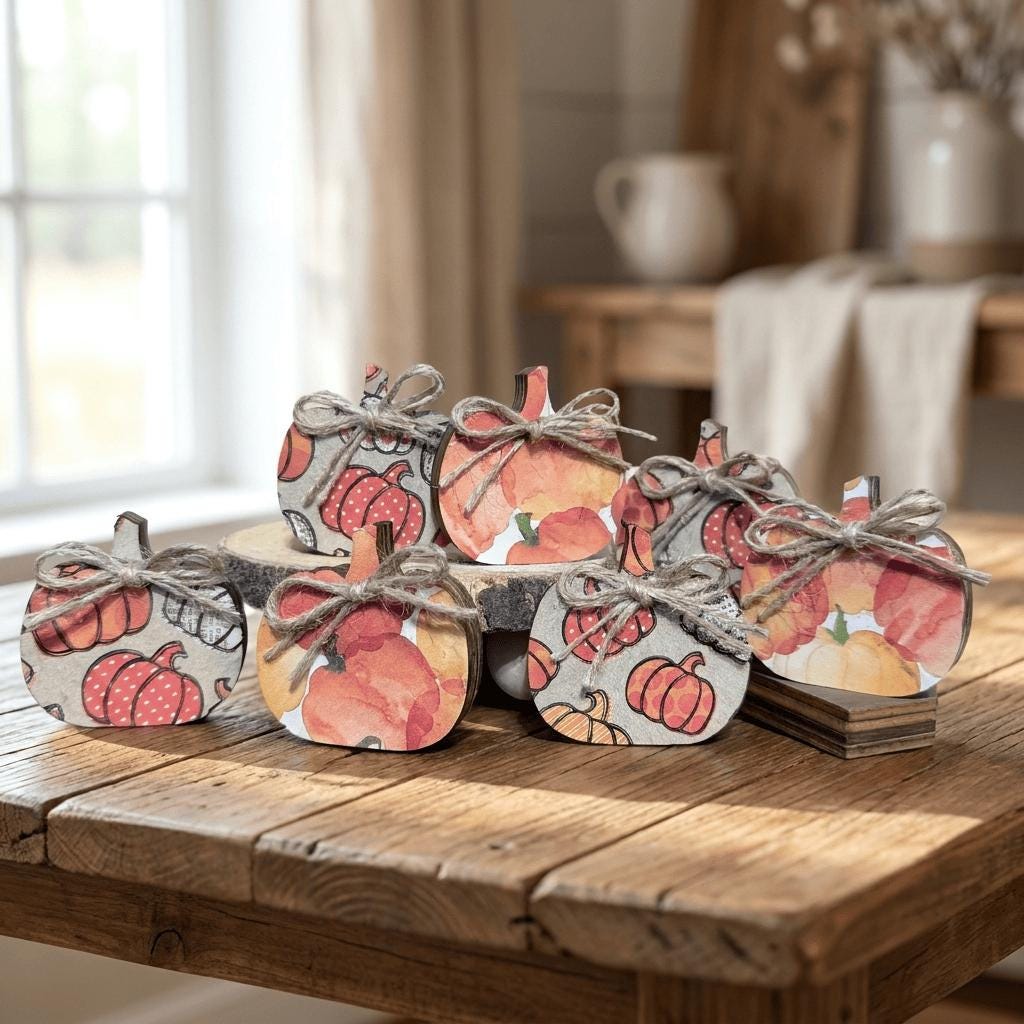 Mini Pumpkin Shelf Sitters | Farmhouse Fall Decor | Tiered Tray Pumpkin Decor | Autumn Farmhouse Gift - TheGrumpyRooster