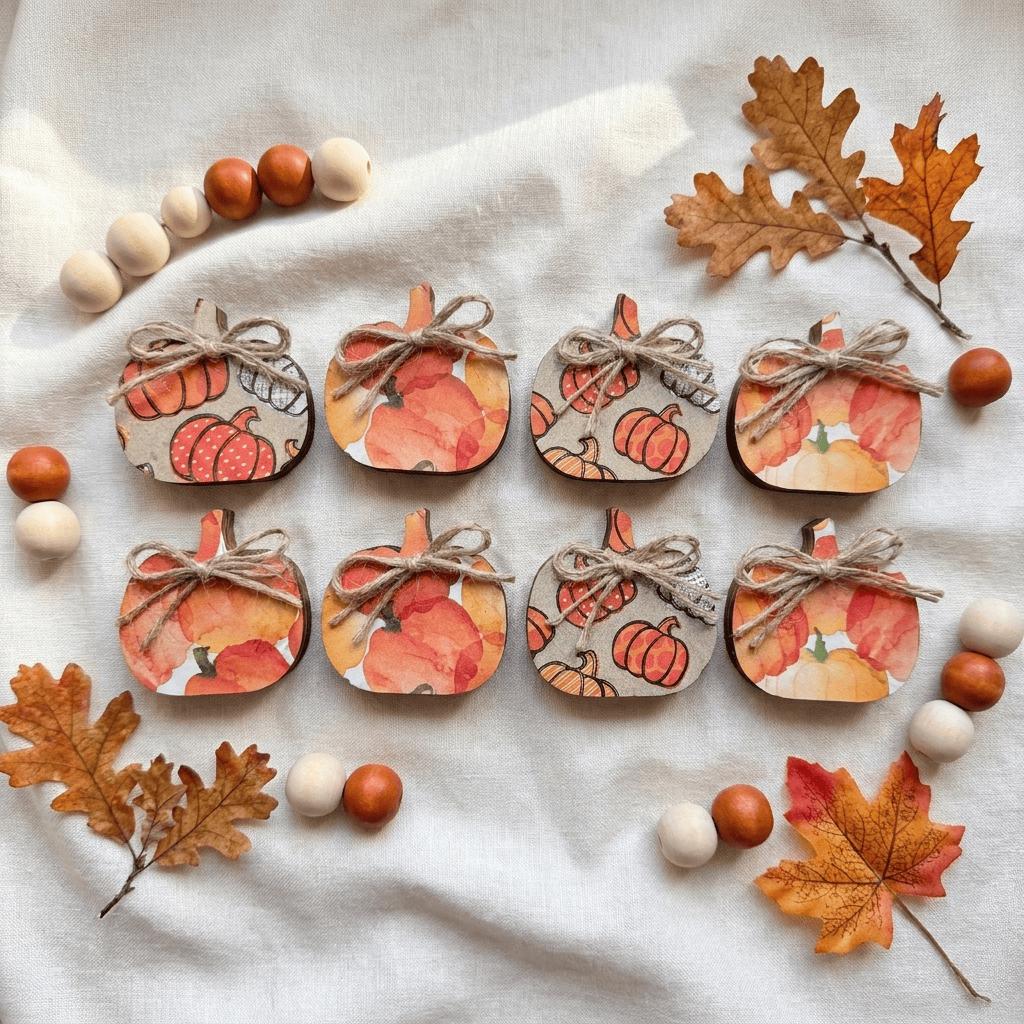 Mini Pumpkin Shelf Sitters | Farmhouse Fall Decor | Tiered Tray Pumpkin Decor | Autumn Farmhouse Gift - TheGrumpyRooster