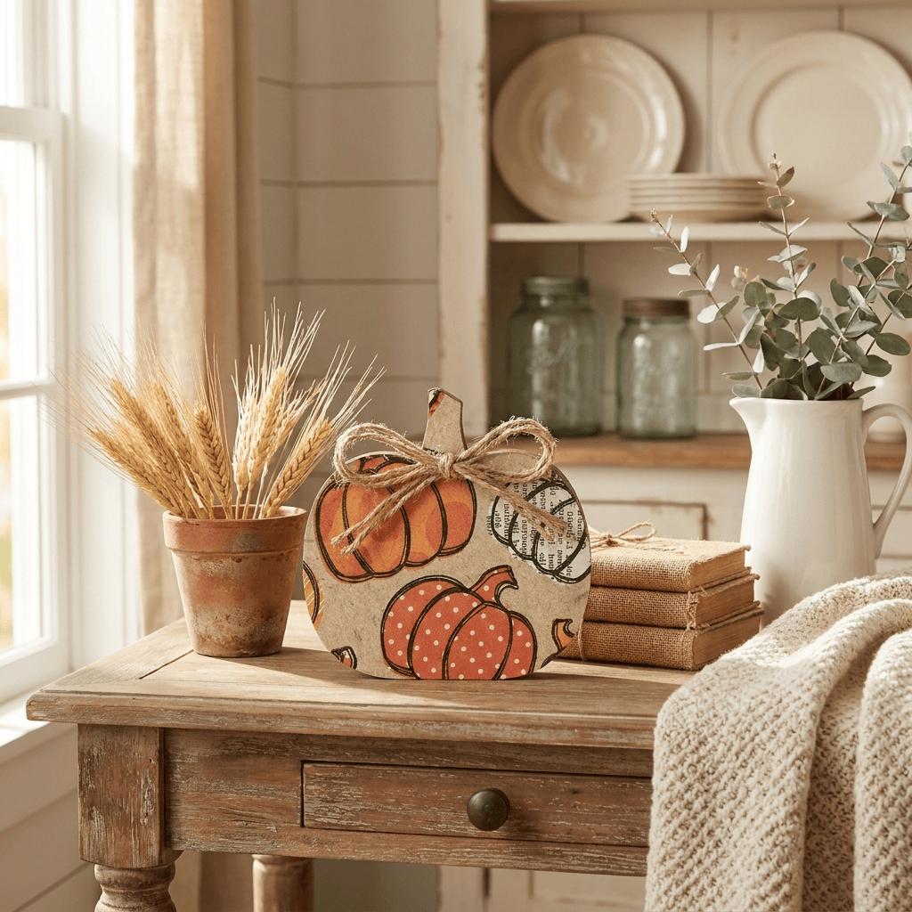 Mini Pumpkin Shelf Sitters | Farmhouse Fall Decor | Tiered Tray Pumpkin Decor | Autumn Farmhouse Gift - TheGrumpyRooster