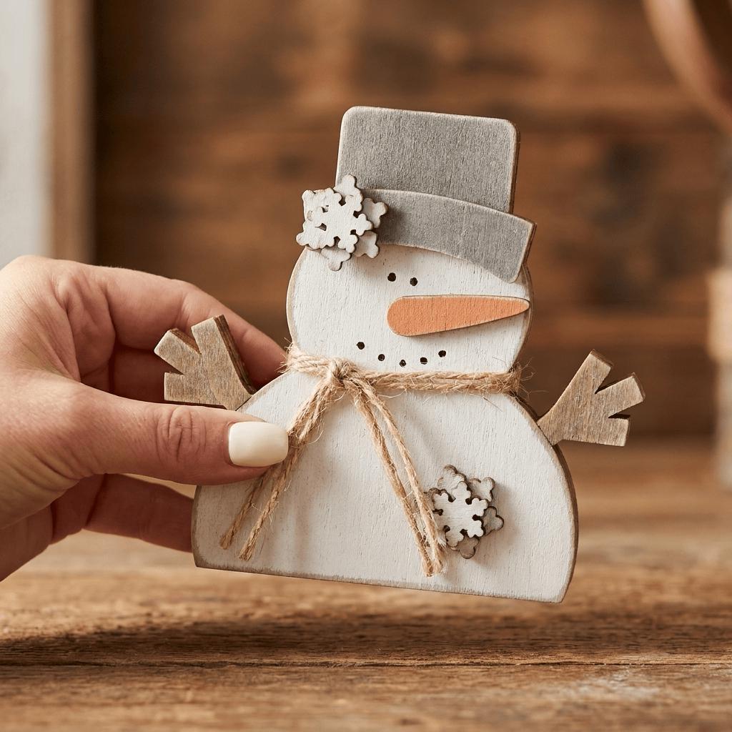 Chunky Wooden Snowman Shelf Sitter | Rustic Farmhouse Christmas Decor | Winter Shelf Decor | Holiday Gift - TheGrumpyRooster