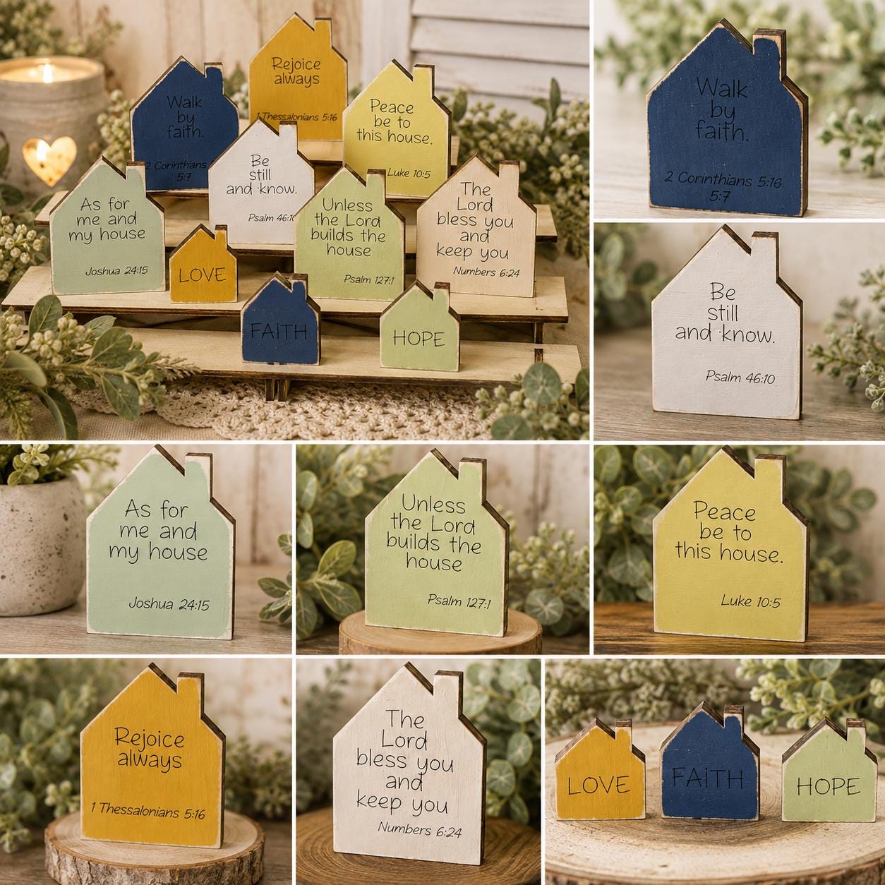Scripture House Shelf Sitter | Christian Farmhouse Decor | Bible Verse Wood Decor | Christian Gift for Home - TheGrumpyRooster
