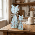 Floral Wood Cat Shelf Sitters Set of 2 | Farmhouse Cat Decor | Cottagecore Wooden Cats | Pet Lover Home Decor - TheGrumpyRooster