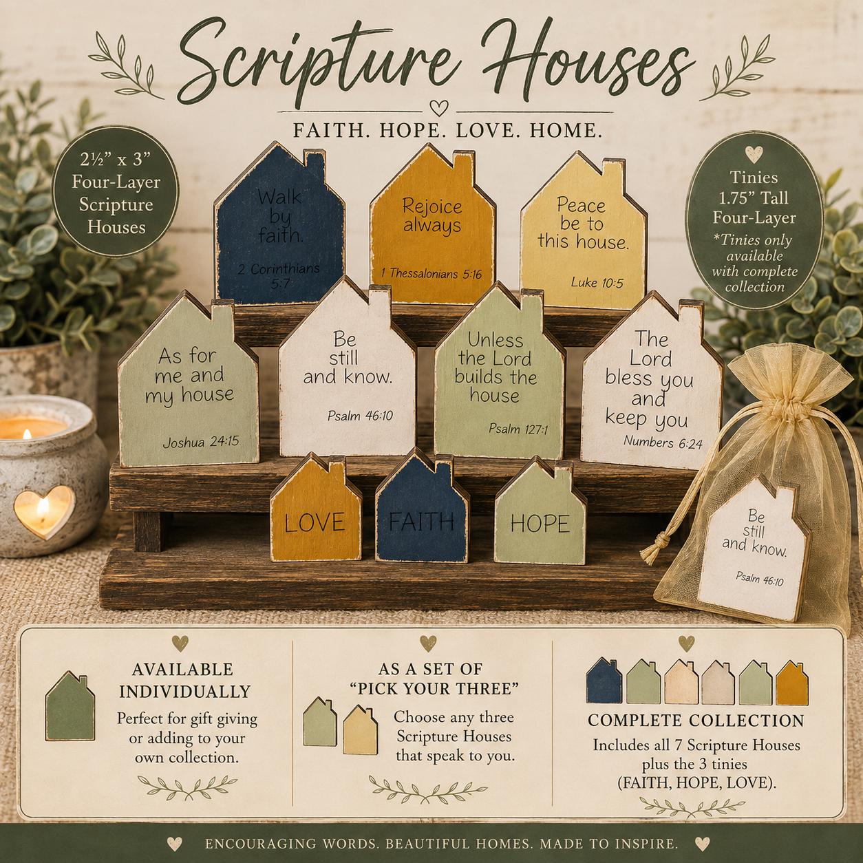 Scripture House Shelf Sitter | Christian Farmhouse Decor | Bible Verse Wood Decor | Christian Gift for Home - TheGrumpyRooster