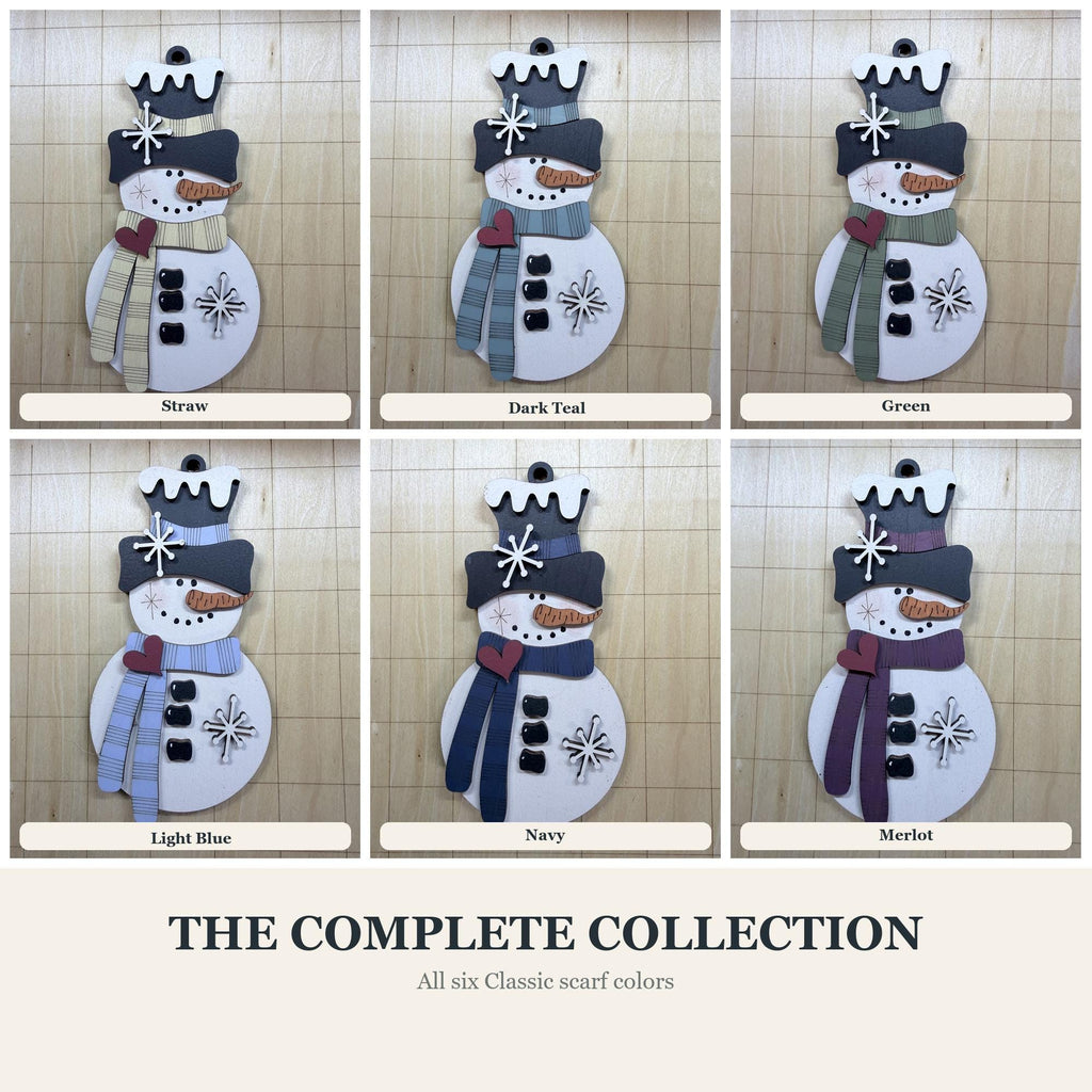 Handmade Snowman Christmas Ornament – Classic Wooden Snowman – Choose Your Scarf Color – Rustic Farmhouse Holiday Decor - TheGrumpyRooster