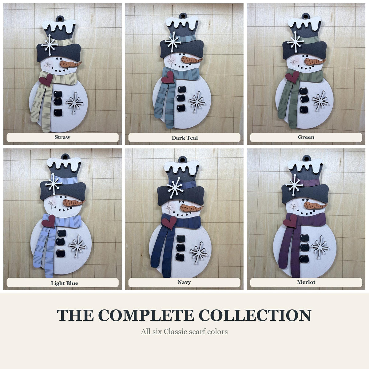 Handmade Snowman Christmas Ornament – Classic Wooden Snowman – Choose Your Scarf Color – Rustic Farmhouse Holiday Decor - TheGrumpyRooster