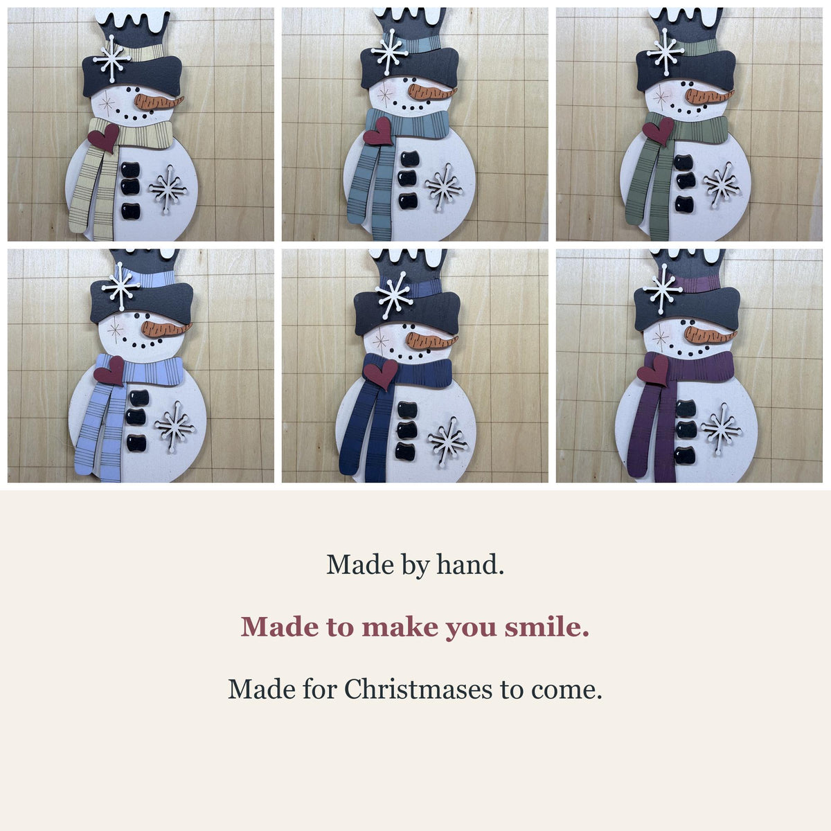 Handmade Snowman Christmas Ornament – Classic Wooden Snowman – Choose Your Scarf Color – Rustic Farmhouse Holiday Decor - TheGrumpyRooster