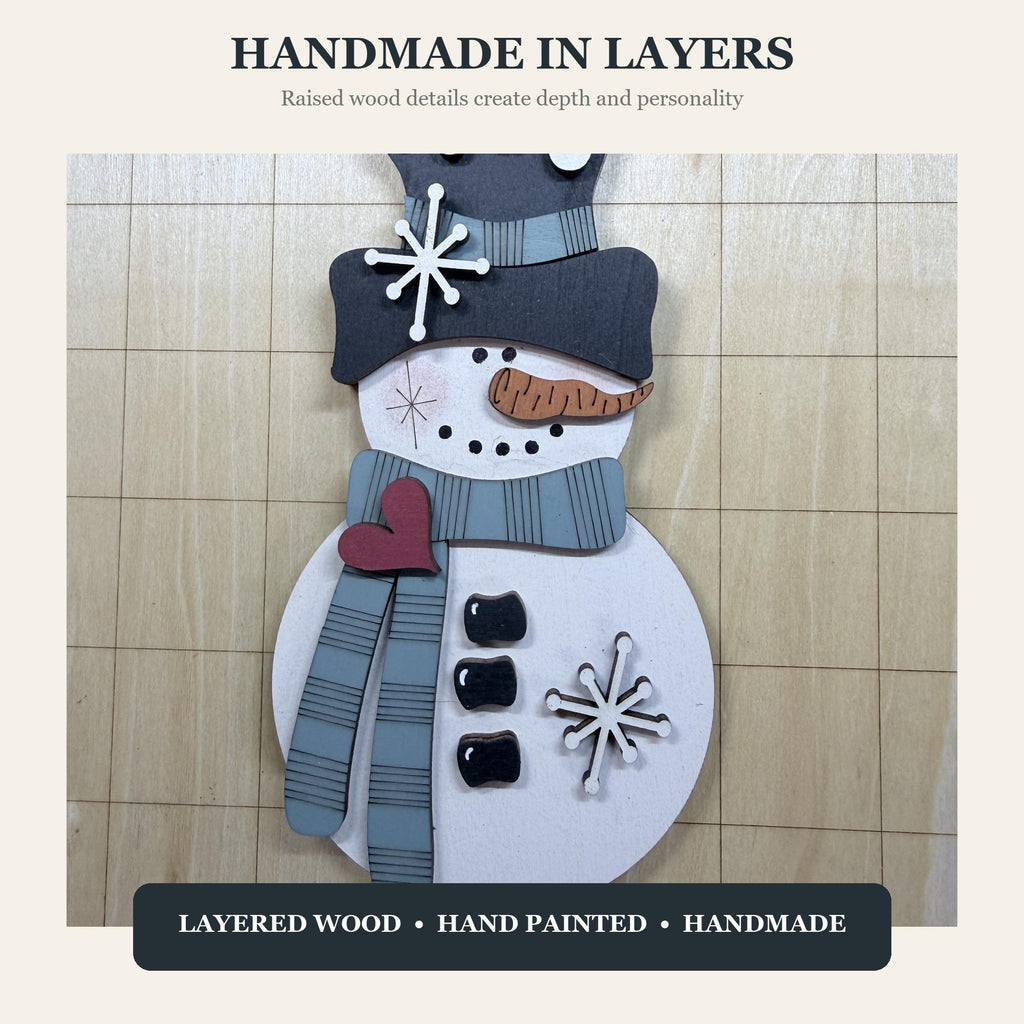 Handmade Snowman Christmas Ornament – Classic Wooden Snowman – Choose Your Scarf Color – Rustic Farmhouse Holiday Decor - TheGrumpyRooster