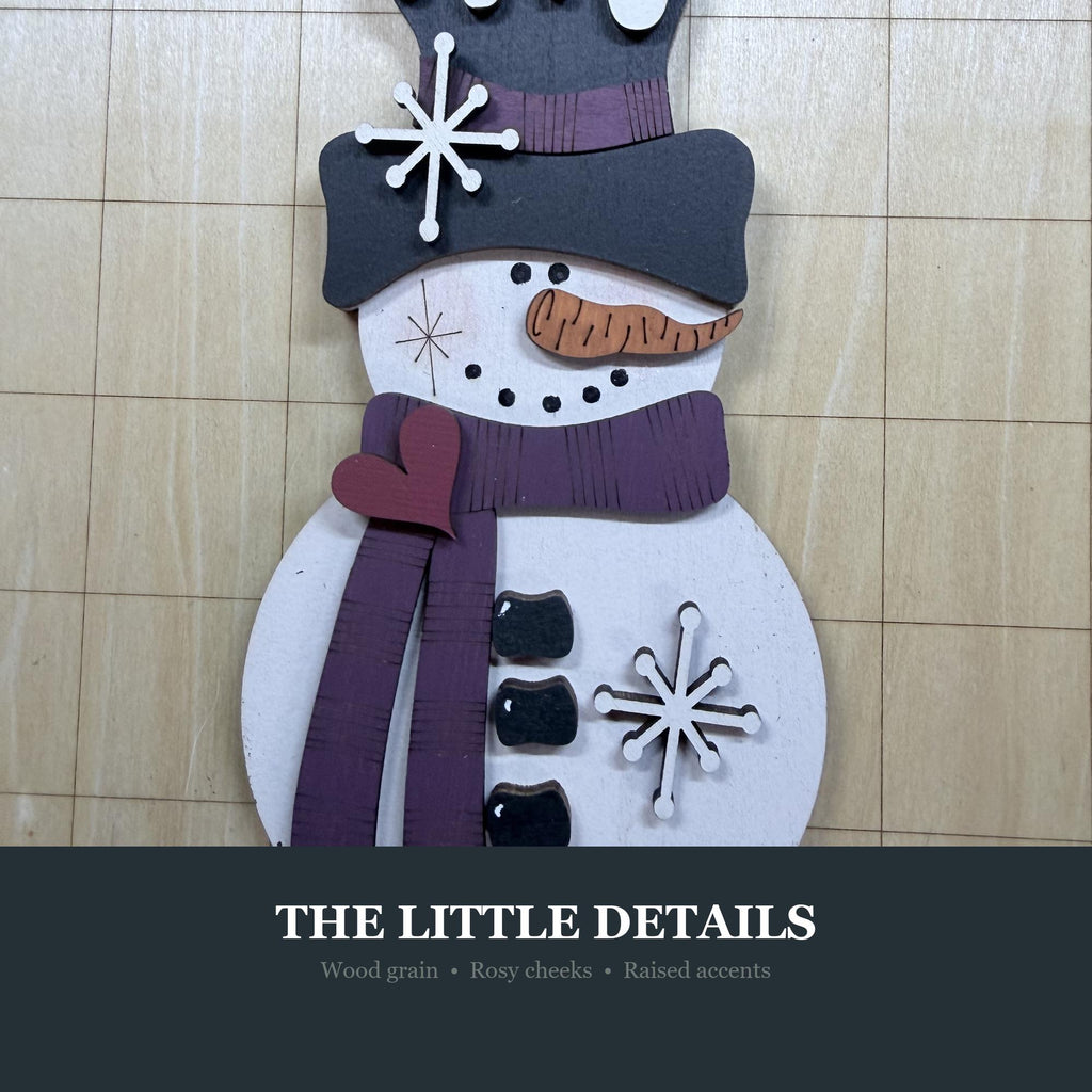 Handmade Snowman Christmas Ornament – Classic Wooden Snowman – Choose Your Scarf Color – Rustic Farmhouse Holiday Decor - TheGrumpyRooster