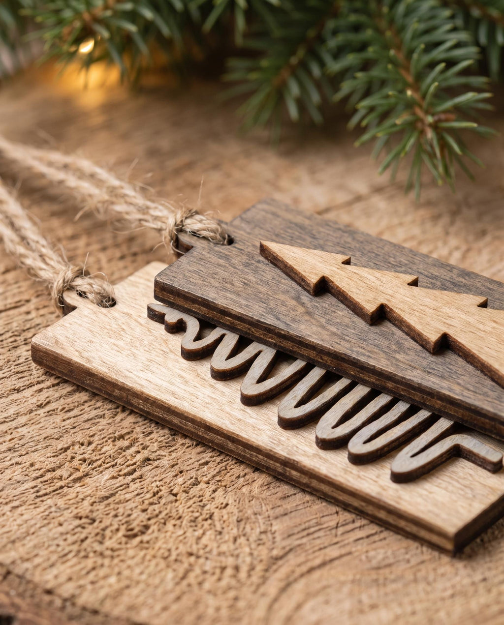 Neutral Reversible Tree Ornaments, Wooden Christmas Tree Ornaments, Rustic Farmhouse Christmas Decor, Sets of 5 10 or 20 - TheGrumpyRooster
