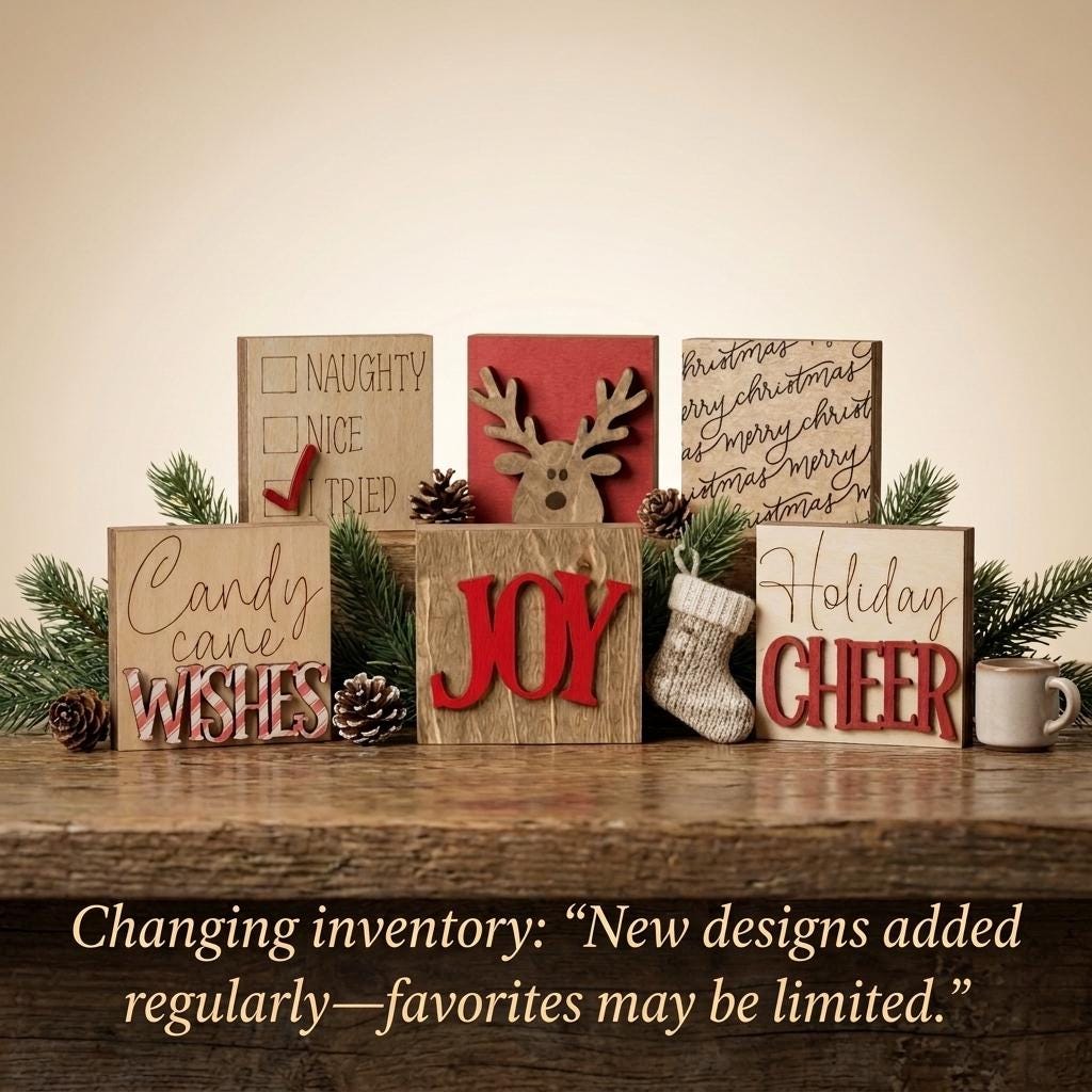 Choose Your Own Mini Wood Blocks, 2 Inch Layered Square Shelf Sitters, Seasonal Tiered Tray Decor, Set of 5 or 10 - TheGrumpyRooster