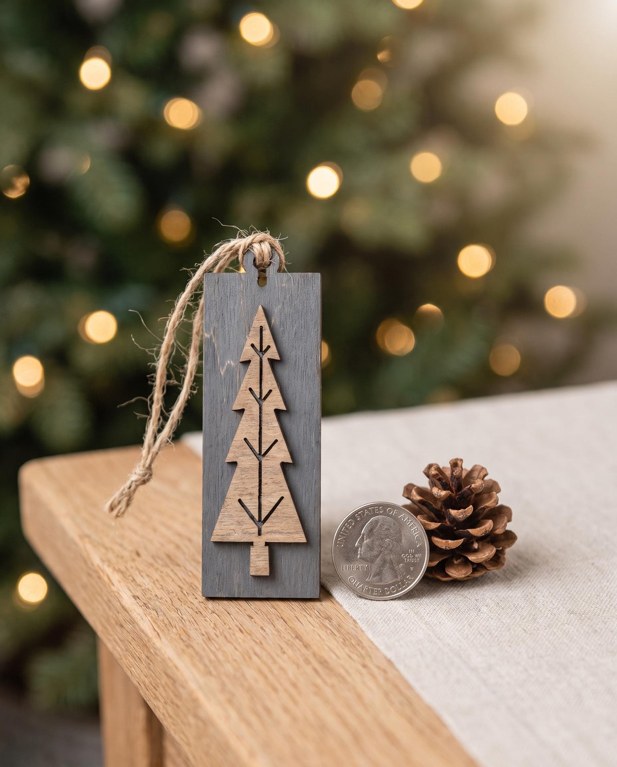 Neutral Reversible Tree Ornaments, Wooden Christmas Tree Ornaments, Rustic Farmhouse Christmas Decor, Sets of 5 10 or 20 - TheGrumpyRooster