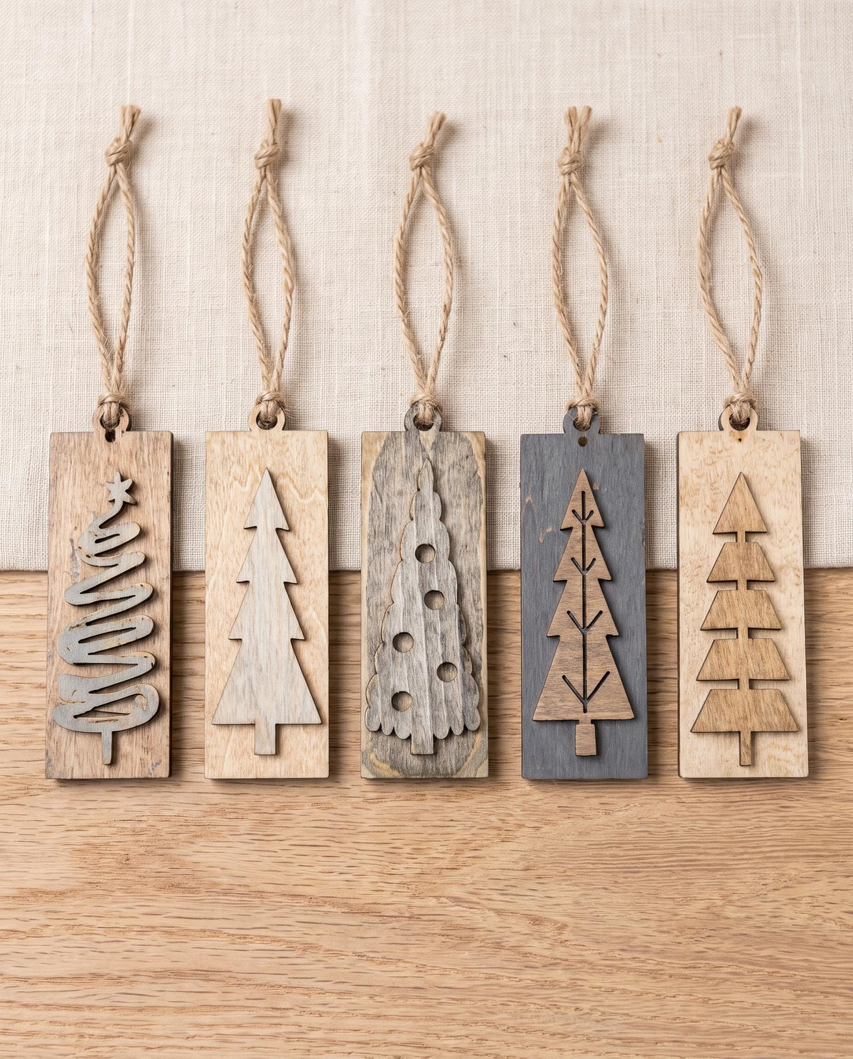 Neutral Reversible Tree Ornaments, Wooden Christmas Tree Ornaments, Rustic Farmhouse Christmas Decor, Sets of 5 10 or 20 - TheGrumpyRooster
