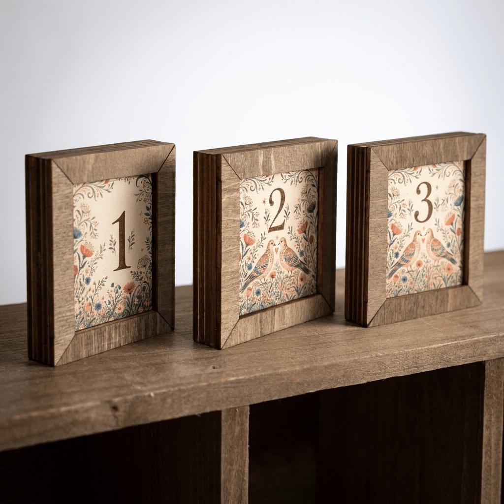 12 Days of Christmas Wood Block Set, Rustic Farmhouse Twelve Days Blocks, 2.75 Inch Mini Shelf Sitters, Christmas Tiered Tray Decor