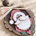 Santa Claus Christmas Ornament, Layered Wood Santa Cameo Ornament, Hand Painted Oval Santa, Farmhouse Christmas Tree Decor - TheGrumpyRooster
