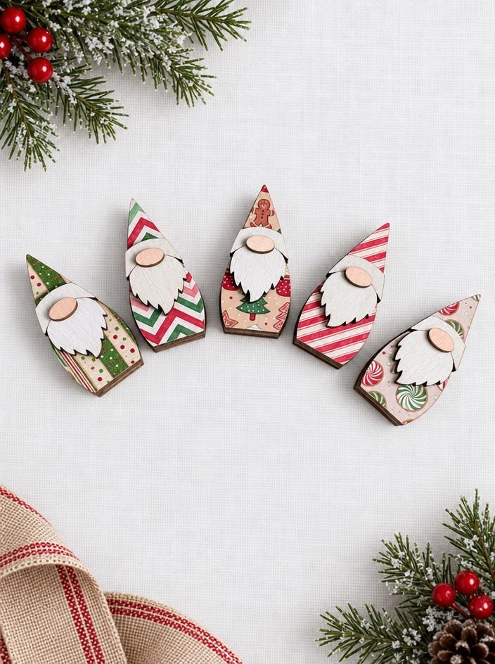 Pass-It-On Gnomes, Random Act of Kindness Gift, Mini Wood Pocket Gnome with Message Bag, Pocket Hug Token, Small Encouragement Gift