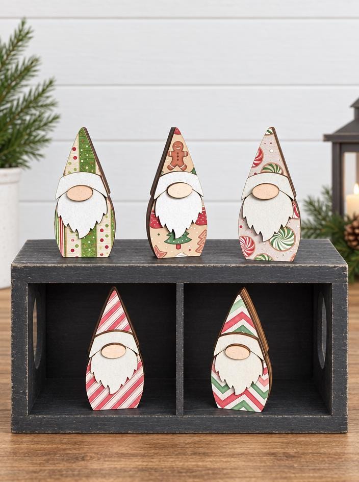 Pass-It-On Gnomes, Random Act of Kindness Gift, Mini Wood Pocket Gnome with Message Bag, Pocket Hug Token, Small Encouragement Gift