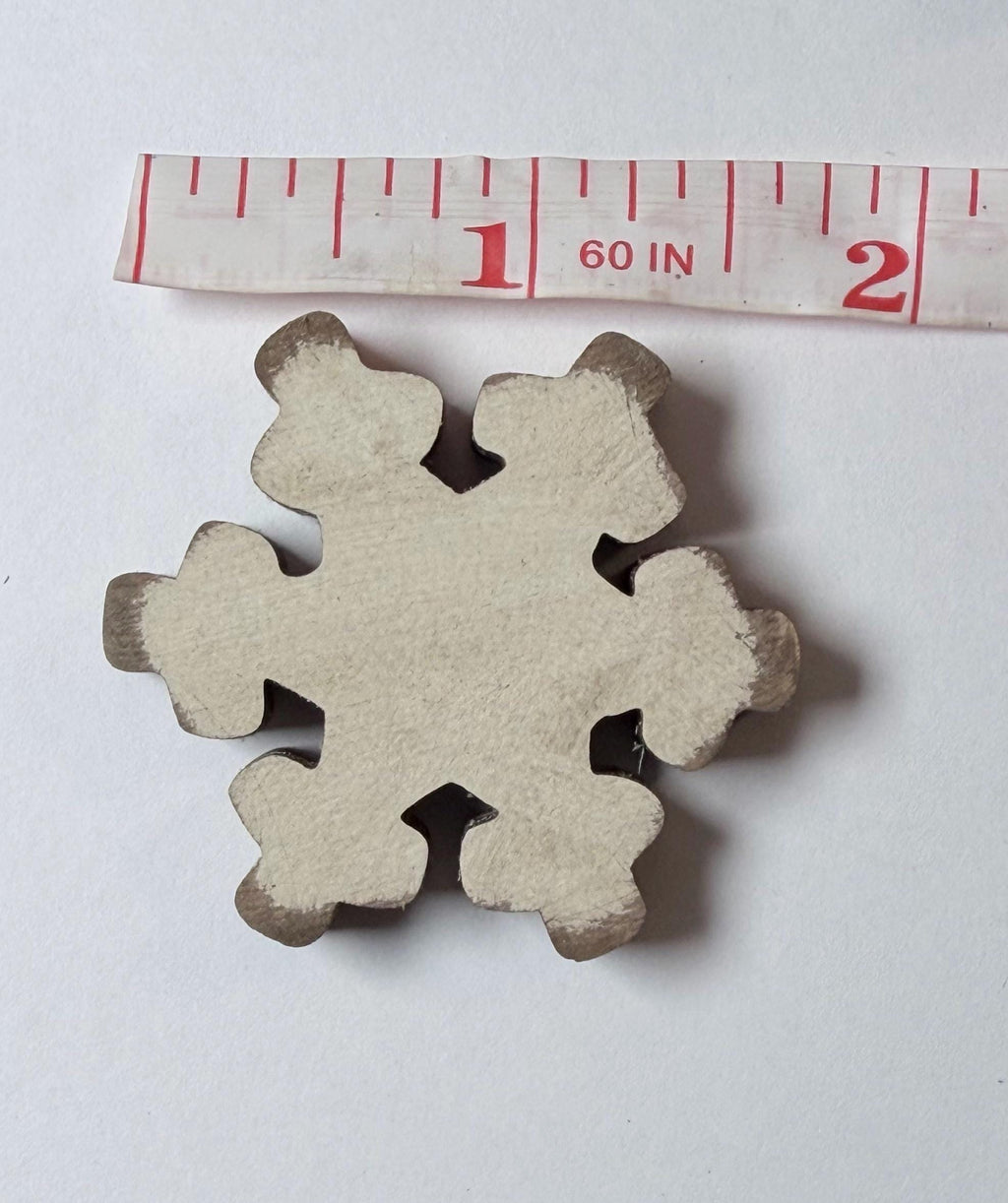 Mini Wood Snowflake Set of 3, Distressed White Chunky Snowflakes, Snowman Shelf Sitter Add-On, Rustic Winter Tiered Tray Decor