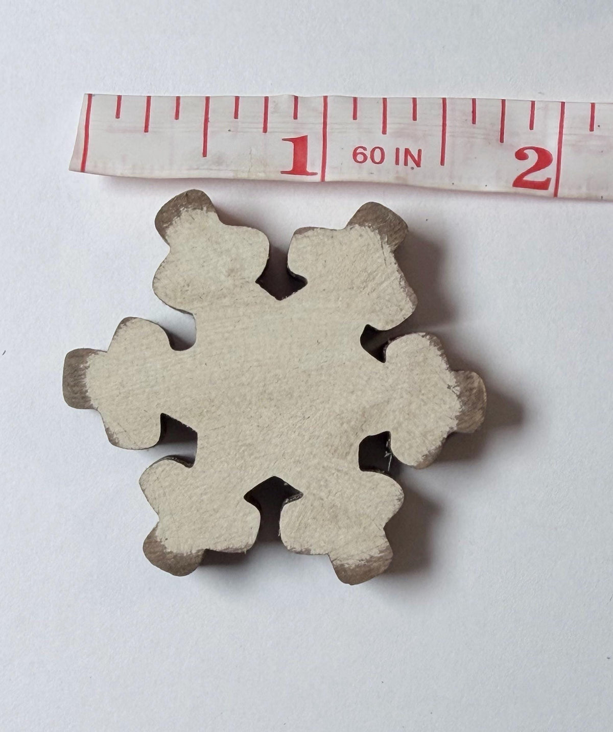 Mini Wood Snowflake Set of 3, Distressed White Chunky Snowflakes, Snowman Shelf Sitter Add-On, Rustic Winter Tiered Tray Decor