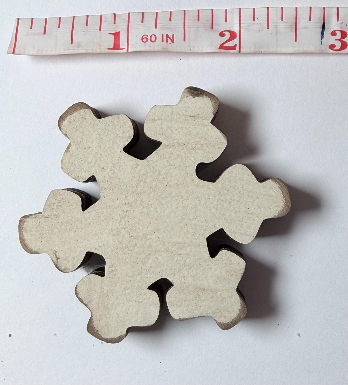 Mini Wood Snowflake Set of 3, Distressed White Chunky Snowflakes, Snowman Shelf Sitter Add-On, Rustic Winter Tiered Tray Decor