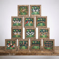 12 Days of Christmas Block Set, Bright Whimsical Twelve Days Blocks, Colorful 2.75 Inch Mini Shelf Sitters, Christmas Tiered Tray Decor