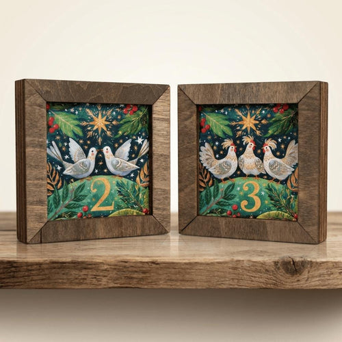 12 Days of Christmas Block Set, Bright Whimsical Twelve Days Blocks, Colorful 2.75 Inch Mini Shelf Sitters, Christmas Tiered Tray Decor